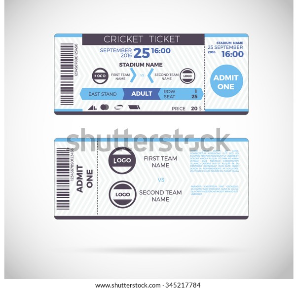 Cricket Ticket Card Moderne Design Vorlage Stock Vektorgrafik Lizenzfrei