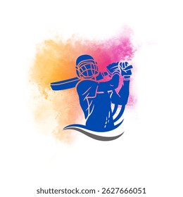 Design de banner de torneio de críquete. Desenho de mão Ilustração Vetor de Dois Batsmen em Ação Acertando o rebatedor Ball.Cricket poderoso tiro vetor.Cricket jogador, batedor, isolado baixo vetor poli.