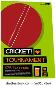 Cricket Tournament (Flat Style Vector Illustration Sports Poster Design) with Text Box Template