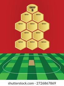 Programação do Grupo B do Torneio de Críquete, Jogos Dinâmicos em um Fundo Verde Vibrante