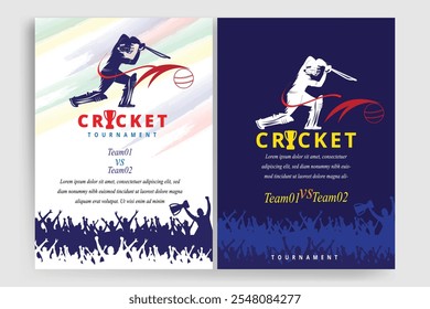 Cricket tournament invitation design template. 