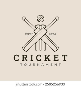 cricket tournament line art logo vector illustration minimalist design