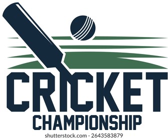 Cricket Tournament Logo with Bat and Ball – Vector EPS Design for Championship Branding