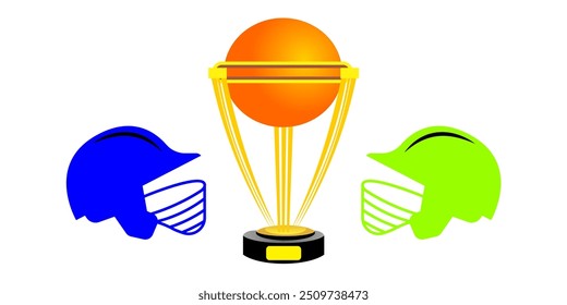 Cricket tournament logo vector with helmet and trophy