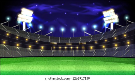 Cricket Tournament Night Stadium Background.