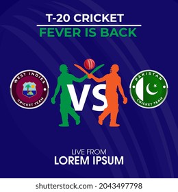 Cricket tournament Pakistan vs west indies. vector illustration.