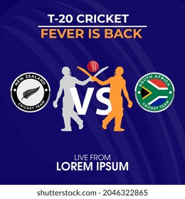 Cricket tournament south Africa vs New Zealand. vector illustration.