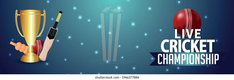 Cricket tournament stadium background with cricket equipment