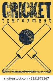 Cricket tournament typographical vintage grunge style poster design. Retro vector illustration.