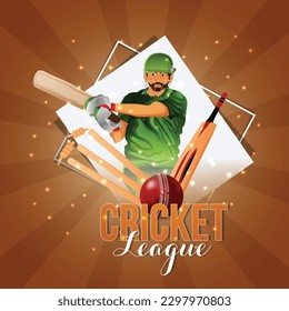 Concepto de diseño de la ilustración vectorial del torneo de críquet