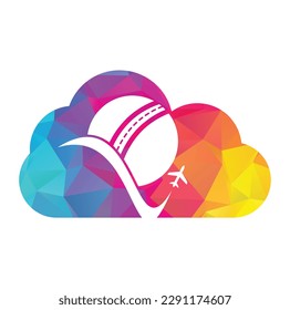 Diseño del logo vectorial de la forma de la nube de viajes de críquet.