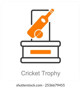 Cricket Trophy and achievement icon concept