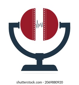 Diseño del logo del trofeo de críquet.  Diseño de la plantilla de frecuencia de bolas. 