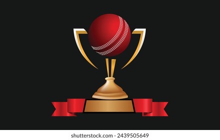 Cricket trophy logo on black isolated 