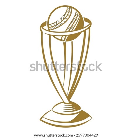 a cricket trophy with a stylized design, featuring a cricket ball on top, symbolizing victory and excellence in the sport.
