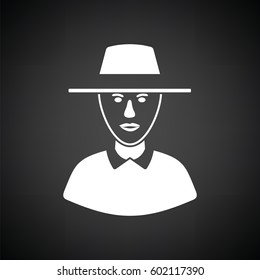 Cricket umpire icon. Black background with white. Vector illustration.