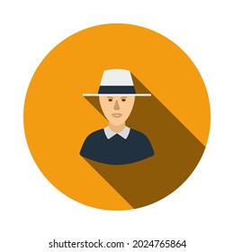 Cricket Umpire Icon. Flat Circle Stencil Design With Long Shadow. Vector Illustration.