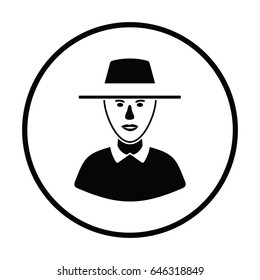 Cricket umpire icon. Thin circle design. Vector illustration.