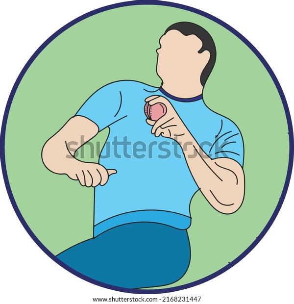 Cricket vector, Fast bowler logo, color\
sketch drawing of fast bowling action of cricketer, Cricket bowler\
silhouette\
illustration