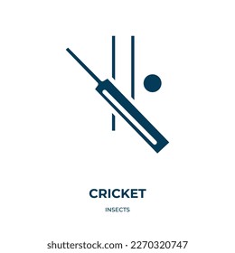 cricket vector icon. cricket, game, ball filled icons from flat insects concept. Isolated black glyph icon, vector illustration symbol element for web design and mobile apps