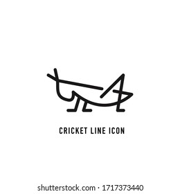 Cricket vector icon on white background. Line concept