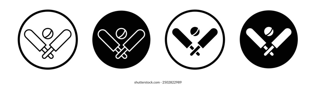 Cricket vector icon set black filled and outlined style.