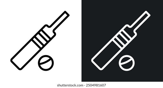 Cricket vector icon set black and white filled and outlined style.