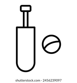 Diseño de iconos de línea de Vector de cricket