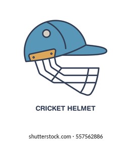Cricket vector line icon. Helmet logo, equipment sign. Sport competition illustration.