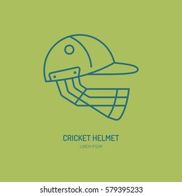 Cricket vector line icon. Helmet logo, equipment sign. Sport competition illustration.