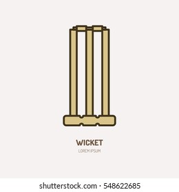 Cricket vector line icon. Wicket and bails logo, equipment sign. Sport competition illustration.