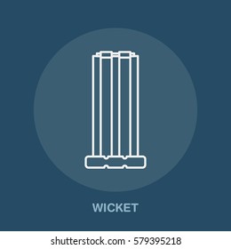 Cricket vector line icon. Wicket and bails logo, equipment sign. Sport competition illustration.