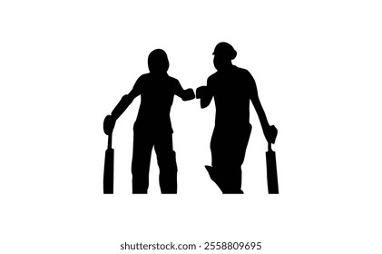 Cricket Vector Logo Design. Cricket player logo design vector. Icon Symbol. Template Illustration
