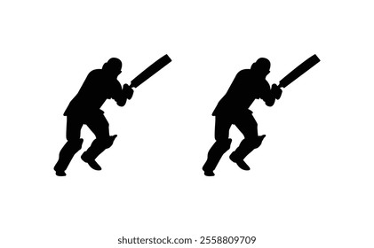 Cricket Vector Logo Design. Cricket player logo design vector. Icon Symbol. Template Illustration
