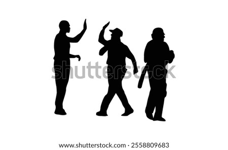 Cricket Vector Logo Design. Cricket player logo design vector. Icon Symbol. Template Illustration
