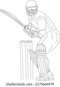 Cricket Vektor, Cricket-Logo, Skizze-Zeichnung des Cricket-Batsman, KunstIllustration von Batting Shot