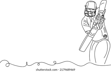 Cricket Vector, Sketch drawing of batsman playing defensive shot in cricket match, Line art illustration of cricket batsman playing stylish shot