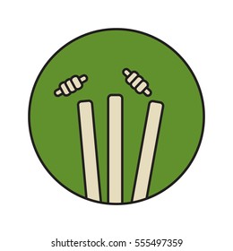 Cricket Wicket and Bails (Vector Illustration in Line Style Flat Art Design)