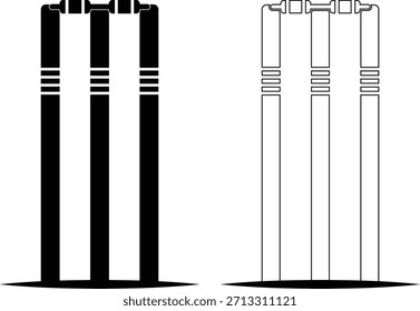 Cricket Wicket Icon – Basic Stumps Silhouette Vector