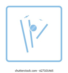 Cricket wicket icon. Blue frame design. Vector illustration.