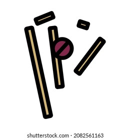 Cricket Wicket Icon. Editable Bold Outline With Color Fill Design. Vector Illustration.