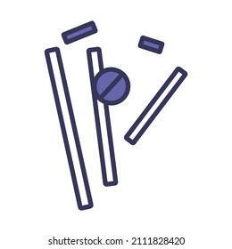 Cricket Wicket Icon. Editable Bold Outline With Color Fill Design. Vector Illustration.