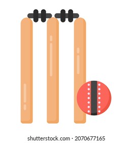 Cricket wicket icon in flat style, sports equipment 