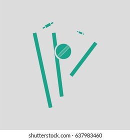 Cricket wicket icon. Gray background with green. Vector illustration.