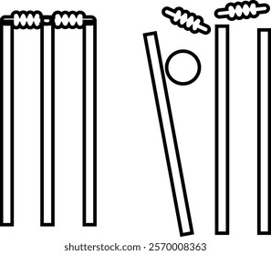 Cricket wicket icon set. Cricket game vector collection isolated on transparent background. cricket tournament wicket out elements template. vintage for clubs and team. Sports sign for web app