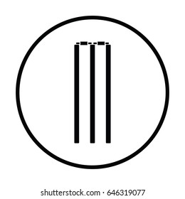 Cricket wicket icon. Thin circle design. Vector illustration.