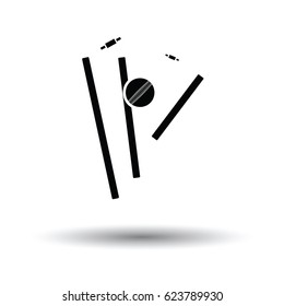 Cricket wicket icon. White background with shadow design. Vector illustration.