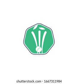 Cricket wickets and ball logo. Wicket and bails logo. Cricket championship logo. Cricket logo	