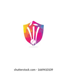 Cricket wickets and ball logo. Wicket and bails logo. Cricket logo	