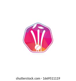 Cricket wickets and ball logo. Wicket and bails logo. Cricket championship logo. Cricket logo	